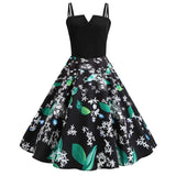 CGKUITER vestido largo de gasa con estampado de flores, cuello halter, sin mangas, vestido bohemio de encaje, cuello en V, falda corta, plisado, mini vestido de boda para mujer, Verde, XXL