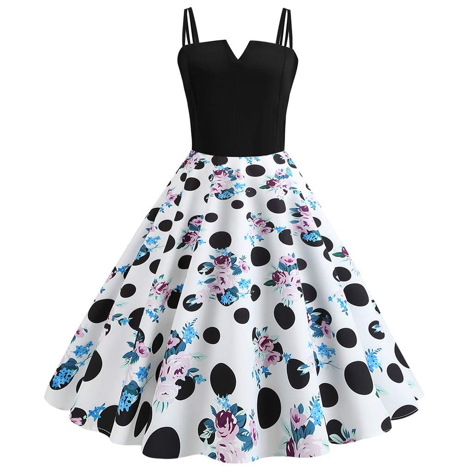 CGKUITER vestido largo de gasa con estampado de flores, cuello halter, sin mangas, vestido bohemio de encaje, cuello en V, falda corta, plisado, mini vestido de boda para mujer, Blanco, L