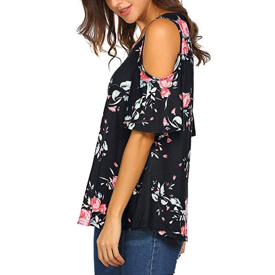Fuera de los Hombros Mujer,Zlolia Imprimir Camiseta Mujer Camiseta Mangas Cortas Chaleco Mujer Verano XL