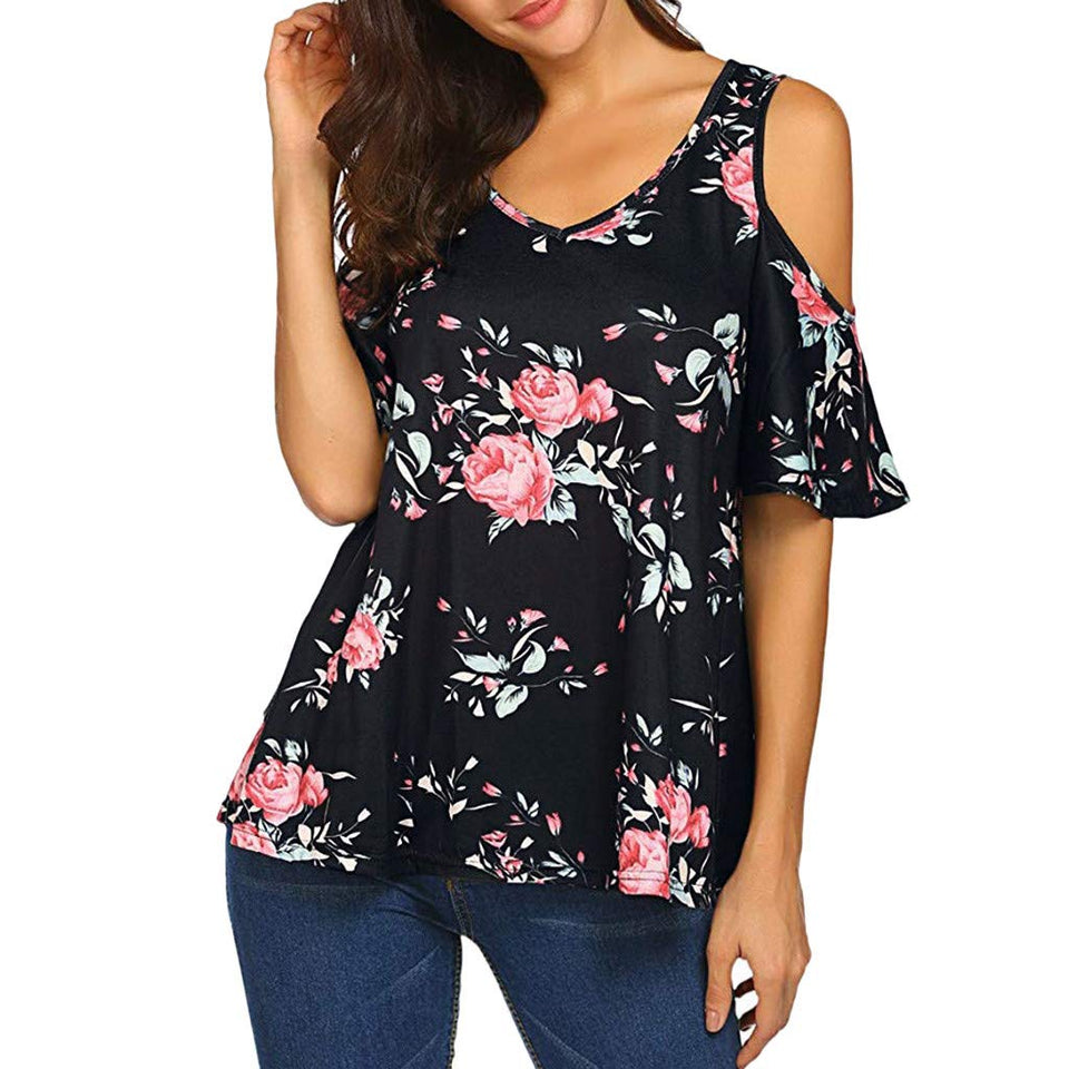 Fuera de los Hombros Mujer,Zlolia Imprimir Camiseta Mujer Camiseta Mangas Cortas Chaleco Mujer Verano XL