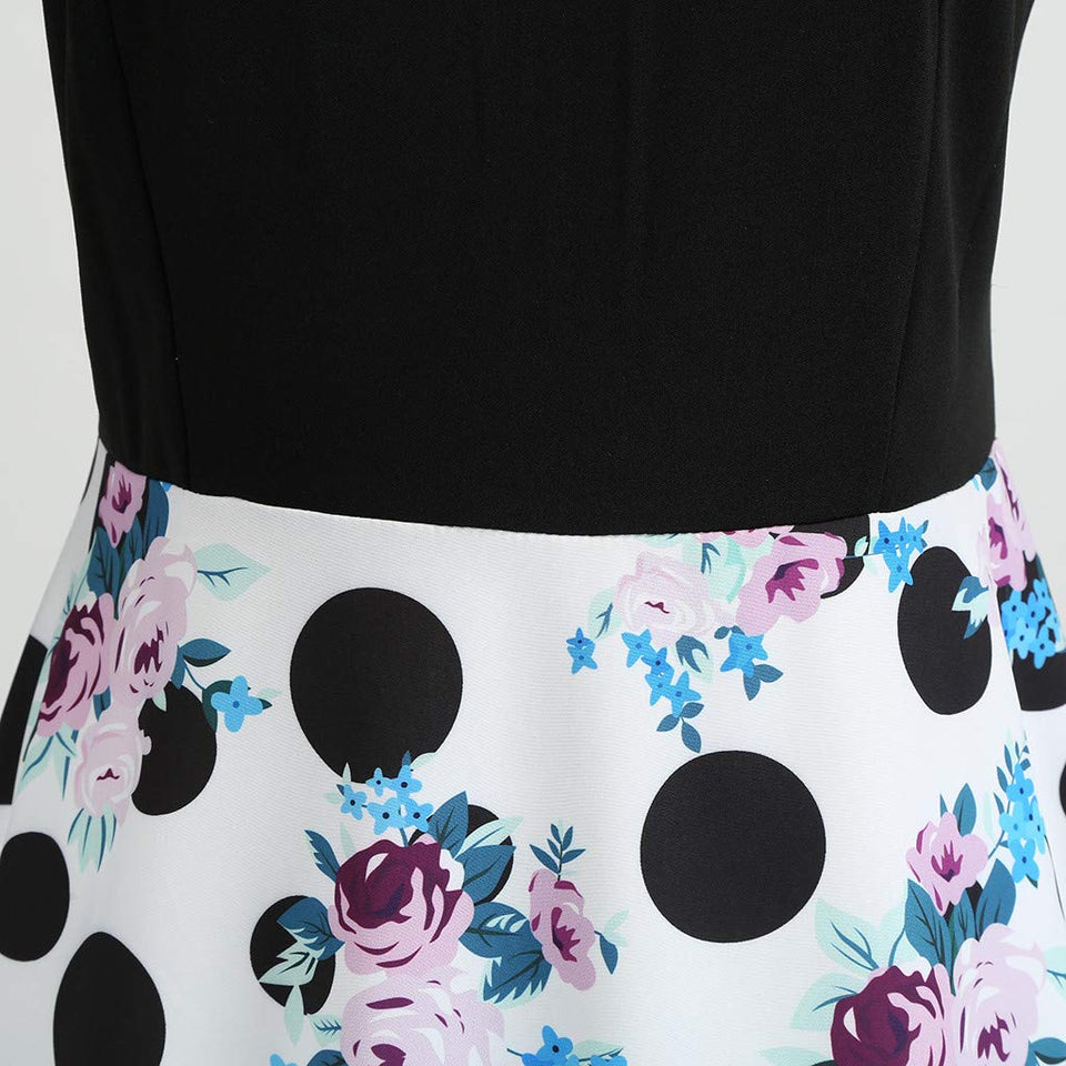 CGKUITER vestido largo de gasa con estampado de flores, cuello halter, sin mangas, vestido bohemio de encaje, cuello en V, falda corta, plisado, mini vestido de boda para mujer, Blanco, L