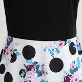 CGKUITER vestido largo de gasa con estampado de flores, cuello halter, sin mangas, vestido bohemio de encaje, cuello en V, falda corta, plisado, mini vestido de boda para mujer, Blanco, L