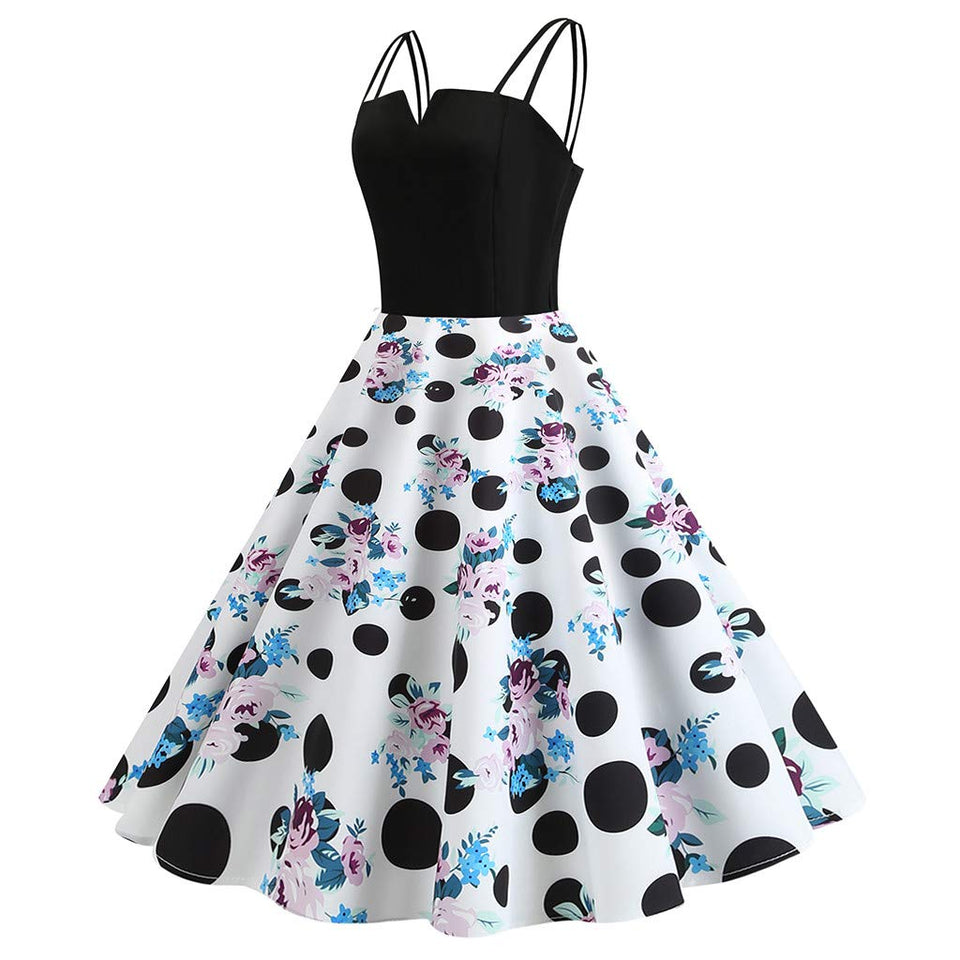 CGKUITER vestido largo de gasa con estampado de flores, cuello halter, sin mangas, vestido bohemio de encaje, cuello en V, falda corta, plisado, mini vestido de boda para mujer, Blanco, L