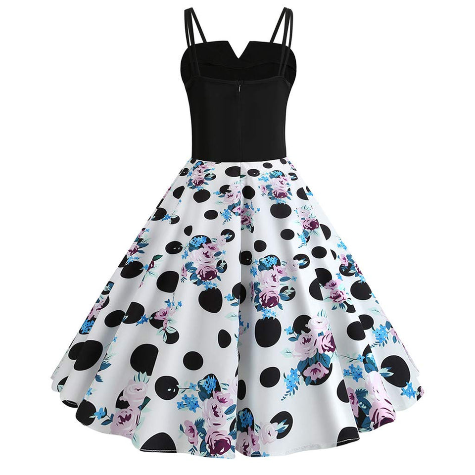 CGKUITER vestido largo de gasa con estampado de flores, cuello halter, sin mangas, vestido bohemio de encaje, cuello en V, falda corta, plisado, mini vestido de boda para mujer, Blanco, L
