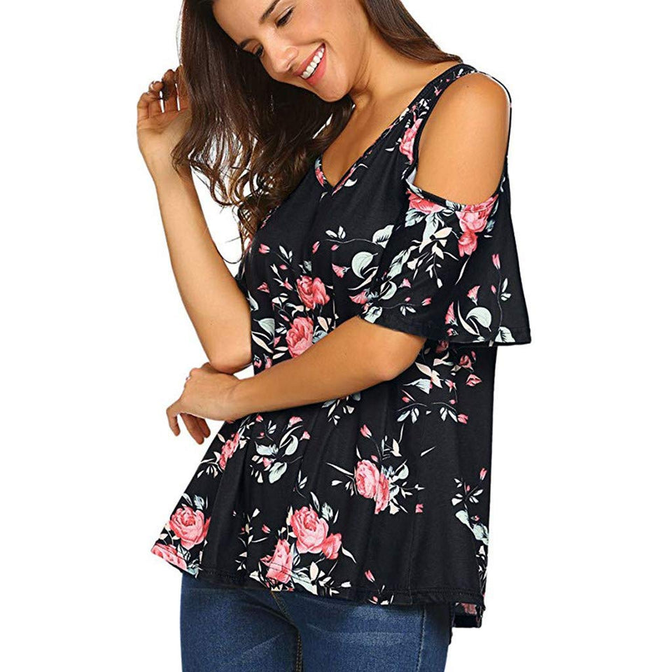 Fuera de los Hombros Mujer,Zlolia Imprimir Camiseta Mujer Camiseta Mangas Cortas Chaleco Mujer Verano XL