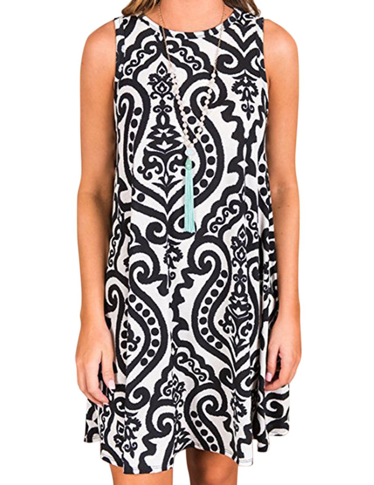 Zantec Vestido Flojo, Suelto, impresión para Las Mujeres, Vestido Largo de la Rodilla de la Falda para la Primavera Verano