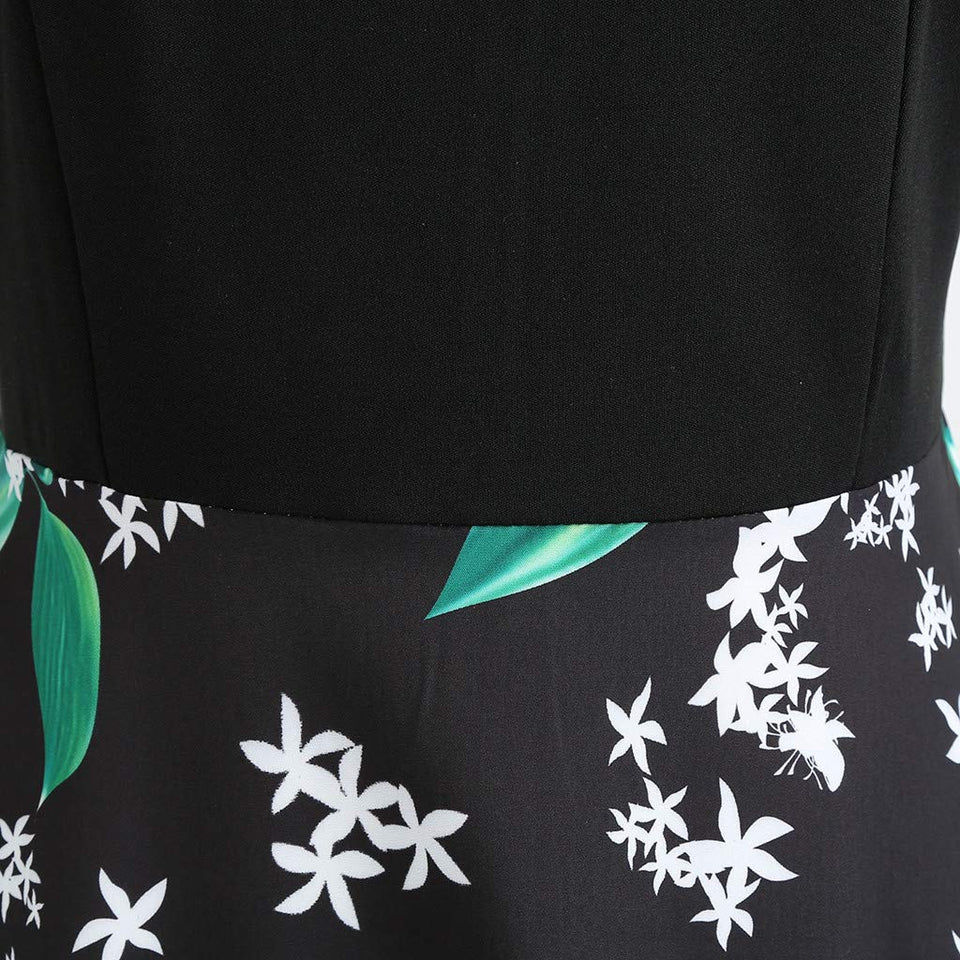 CGKUITER vestido largo de gasa con estampado de flores, cuello halter, sin mangas, vestido bohemio de encaje, cuello en V, falda corta, plisado, mini vestido de boda para mujer, Verde, XXL