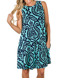Zantec Vestido Flojo, Suelto, impresión para Las Mujeres, Vestido Largo de la Rodilla de la Falda para la Primavera Verano