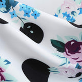 CGKUITER vestido largo de gasa con estampado de flores, cuello halter, sin mangas, vestido bohemio de encaje, cuello en V, falda corta, plisado, mini vestido de boda para mujer, Blanco, L